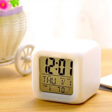 KIN Color Changing Digital White Clock