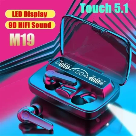 KIN Bluetooth 5.1 M19 Earbuds TWS Touch Control Headphones With Microphone Bluetooth Headset  (Black, True Wireless)