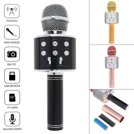 KIN WS-858 Wireless Handheld Bluetooth Mic with Speaker (Bluetooth Speaker) Audio Recording and Karaoke Features.