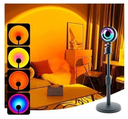 KIN RGB Color Sunset Lamp Projection Light for Photography, 180 Degree Rotation (20 cm, Black)
