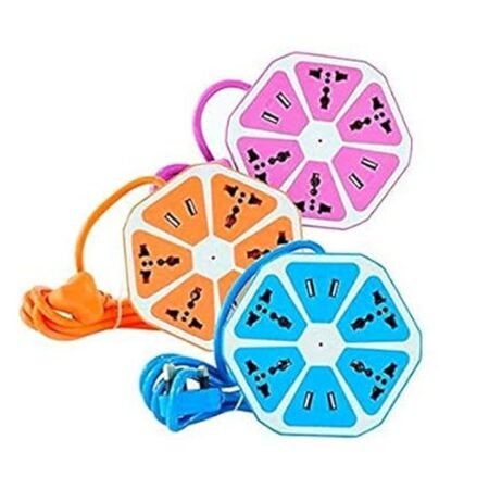 KIN Hexagon Extension Board 4 USB Ports 1.3 M Cable Adapter with Multi Switched Socket