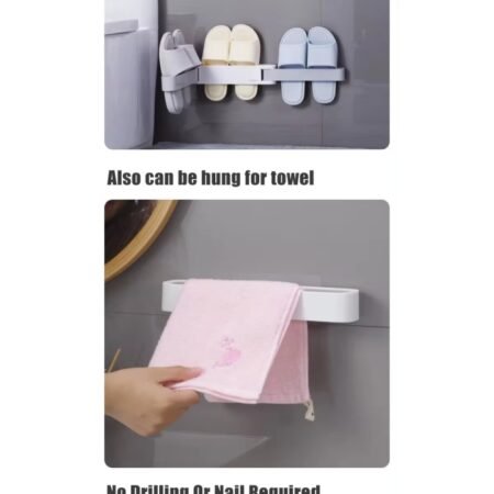 KIN Folding Slippers & towel Hanger Organizer Rack or Stand For Bathroom & Kitchen.
