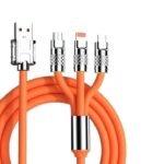 Kin 3-in-1 1.20m Super Fast Data Cable with Led Soft Indicator for Android & iPhone