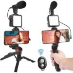 Kin Mobile Vlogging Kit with Microphone ,Tripod Stand and LED Light Kit.