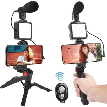 Kin Mobile Vlogging Kit with Microphone ,Tripod Stand and LED Light Kit.