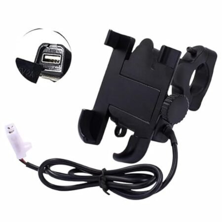 KIN C1  Metal Bike Mobile Holder With USB Charger (Black) .