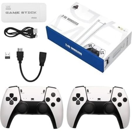 Kin 2.4G M15 Wireless 4K HDMI Ultra HD Tv Game Stick Console with Two Joystick Gamepad Kit.