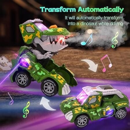 Kin 360 Degree Rotating & Spray Deformation Dinosaur Toys for Kids with Light & Sound.