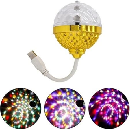 KIN Disco Rotating RGB LED Magic Ball Light with Adjustable Lamp Holder with Usb Sockets.