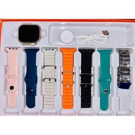 7in 1 Smart Watch with HD 1.83" Display Bluetooth Calling 200+ Sports Mode Compatible with All Android & iOS.